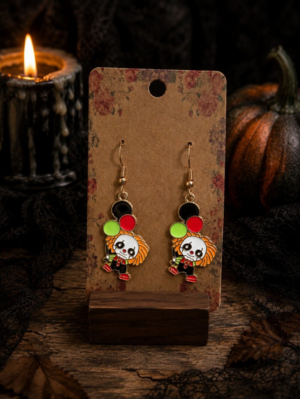 NEW Pennywise Clown Balloon IT Dangle Earrings Horror Halloween